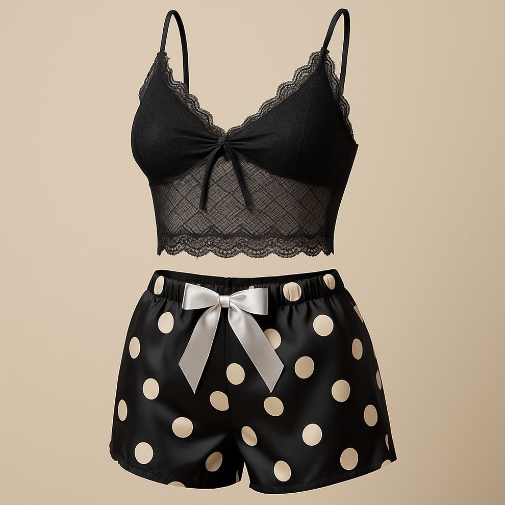 "Secretline 2 Pcs Short Skirt Lace Nighty Set – Elegant See-Through Innerwear for a Romantic Night | Style 1020"